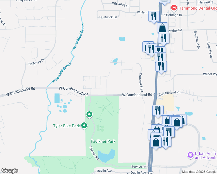 map of restaurants, bars, coffee shops, grocery stores, and more near 8424 Lakeway Drive in Tyler