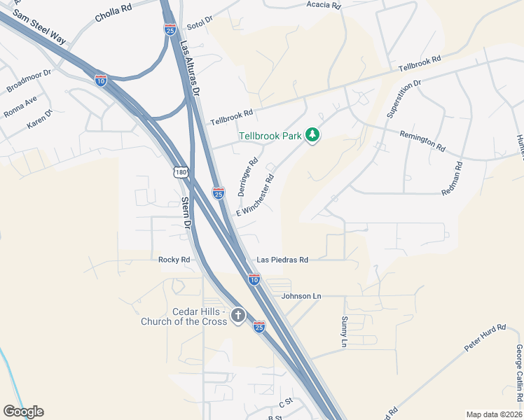 map of restaurants, bars, coffee shops, grocery stores, and more near 4136 East Winchester Road in Las Cruces