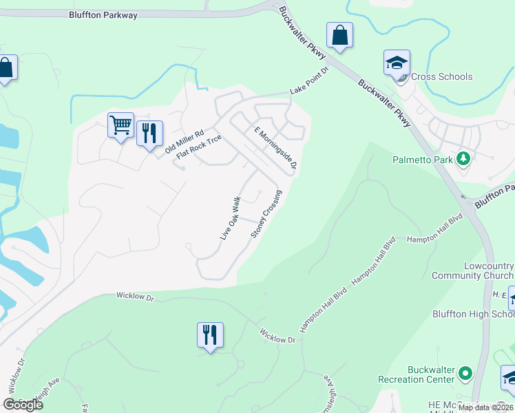 map of restaurants, bars, coffee shops, grocery stores, and more near 514 Cypress Cove in Bluffton