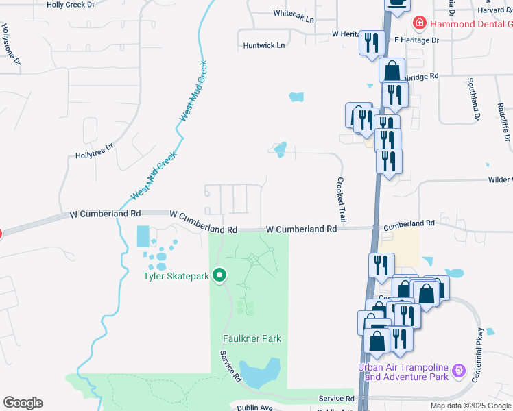 map of restaurants, bars, coffee shops, grocery stores, and more near 8425 Lakeway Drive in Tyler