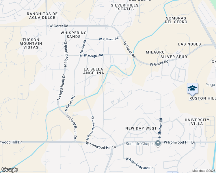 map of restaurants, bars, coffee shops, grocery stores, and more near 2720 North Grannen Road in Tucson