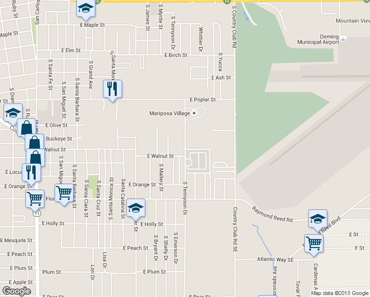 map of restaurants, bars, coffee shops, grocery stores, and more near 1002 South Tennyson Drive in Deming
