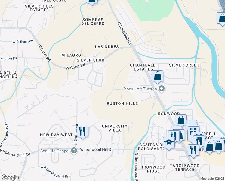 map of restaurants, bars, coffee shops, grocery stores, and more near 2797 Cerrada de Beto in Tucson