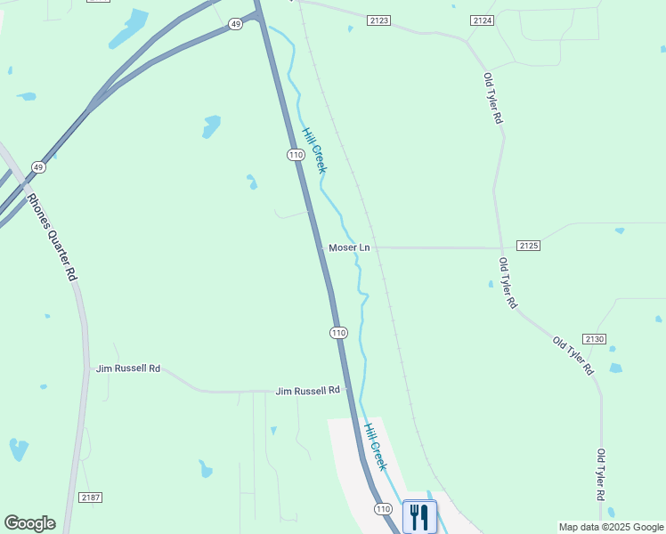 map of restaurants, bars, coffee shops, grocery stores, and more near 15205 Texas 110 in Whitehouse