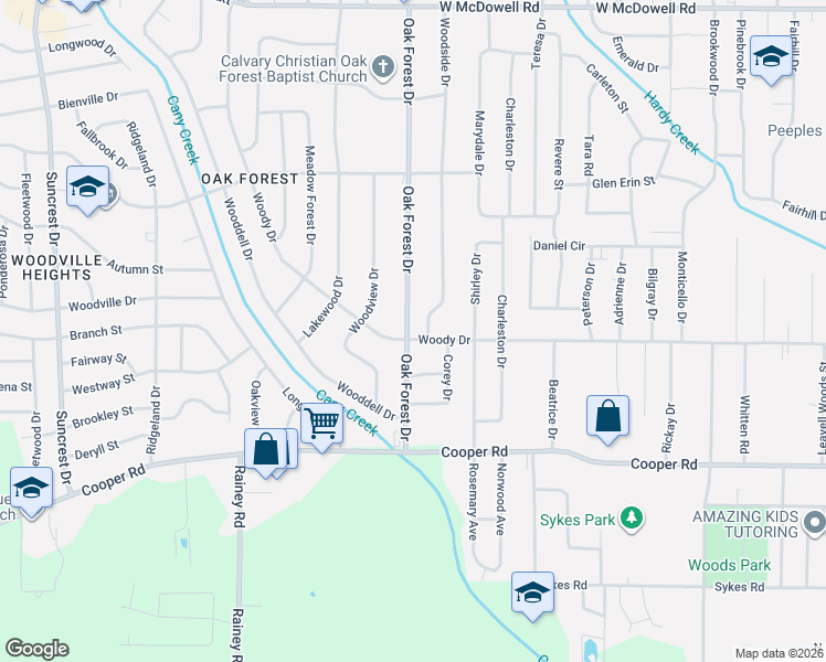 map of restaurants, bars, coffee shops, grocery stores, and more near 953 Woody Drive in Jackson