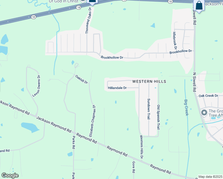 map of restaurants, bars, coffee shops, grocery stores, and more near 553 Hillandale Drive in Jackson