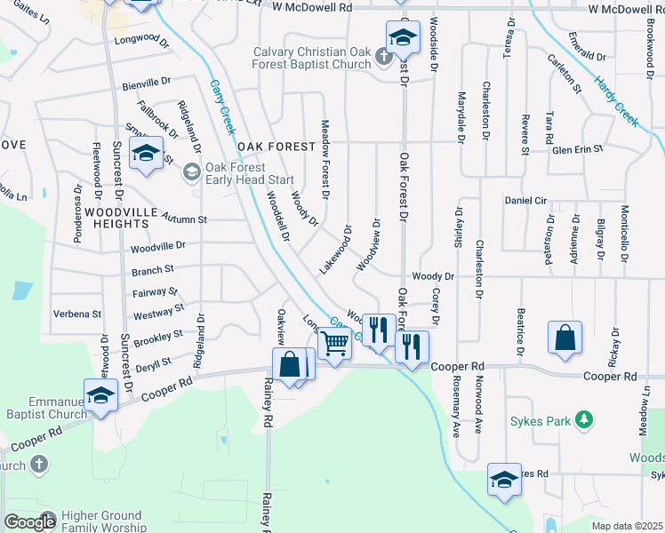 map of restaurants, bars, coffee shops, grocery stores, and more near 3222 Lakewood Drive in Jackson