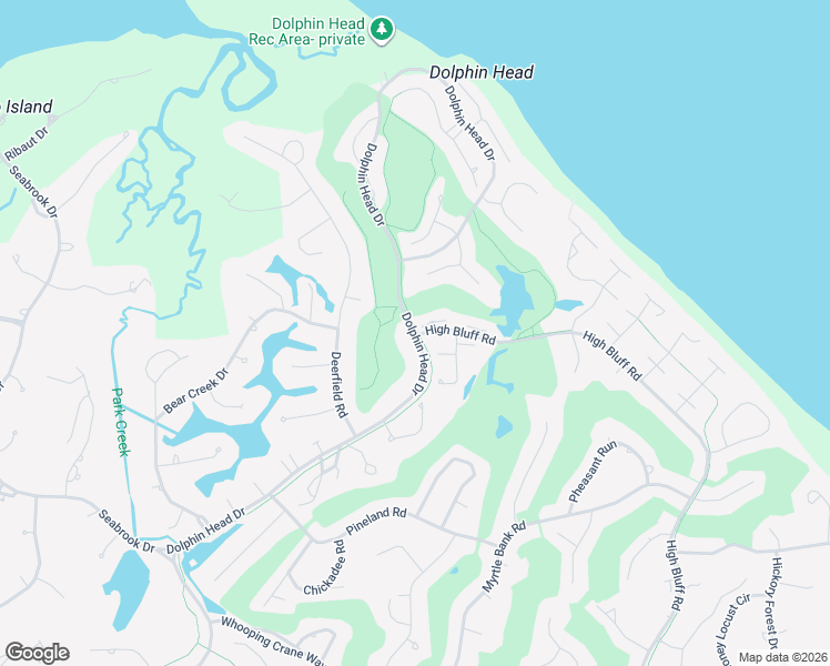 map of restaurants, bars, coffee shops, grocery stores, and more near 1 High Bluff Road in Hilton Head Island