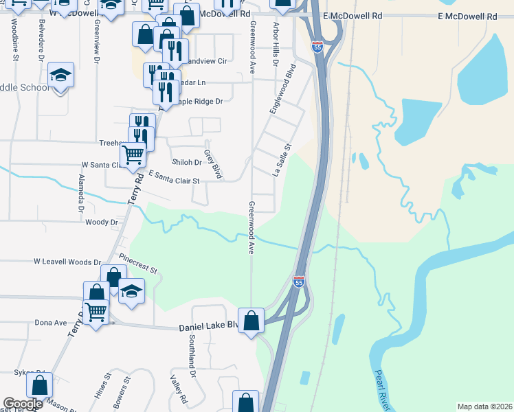map of restaurants, bars, coffee shops, grocery stores, and more near 3103 Greenwood Avenue in Jackson