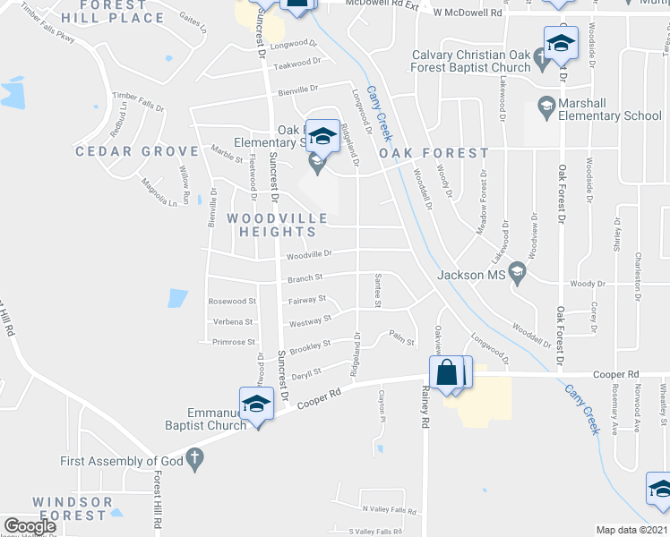 map of restaurants, bars, coffee shops, grocery stores, and more near 1033 Branch Street in Jackson