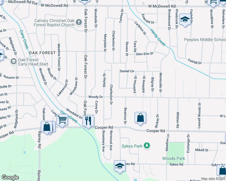 map of restaurants, bars, coffee shops, grocery stores, and more near 3168 Charleston Drive in Jackson