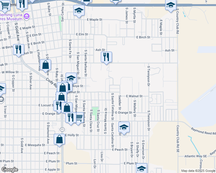 map of restaurants, bars, coffee shops, grocery stores, and more near 1010 South Santa Catalina Street in Deming