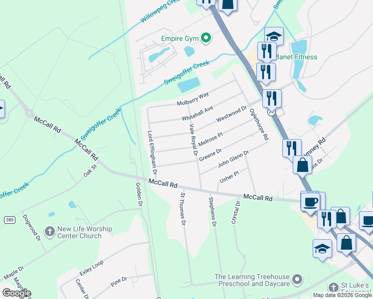map of restaurants, bars, coffee shops, grocery stores, and more near 200 Melrose Place in Rincon