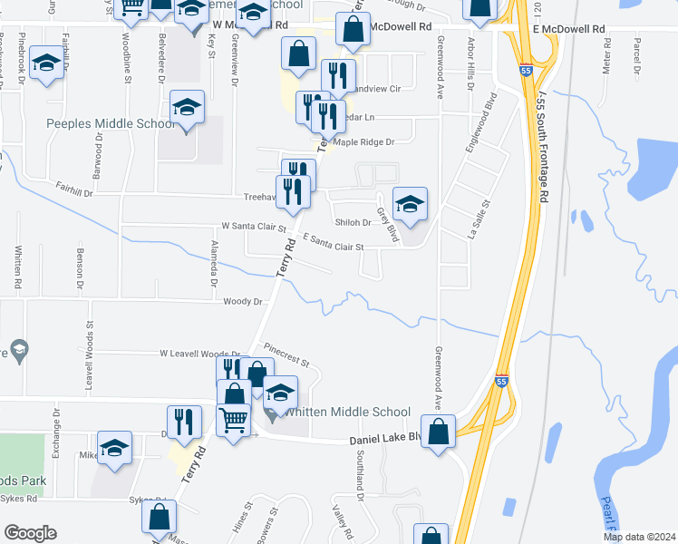 map of restaurants, bars, coffee shops, grocery stores, and more near 152 Culpepper Drive in Jackson