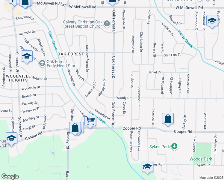 map of restaurants, bars, coffee shops, grocery stores, and more near 3141 Oak Forest Drive in Jackson