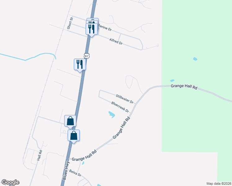 map of restaurants, bars, coffee shops, grocery stores, and more near 120 Stillwater Drive in Vicksburg