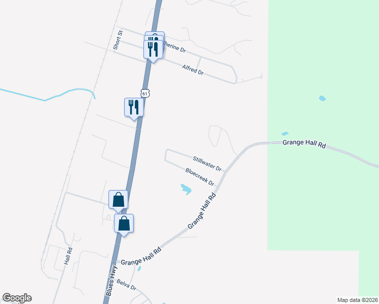 map of restaurants, bars, coffee shops, grocery stores, and more near 120 Stillwater Drive in Vicksburg