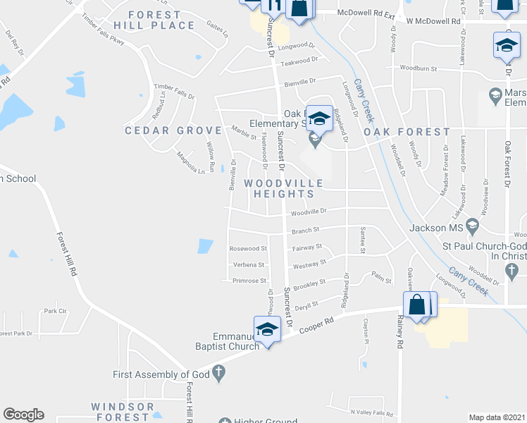 map of restaurants, bars, coffee shops, grocery stores, and more near 3168 Ponderosa Drive in Jackson