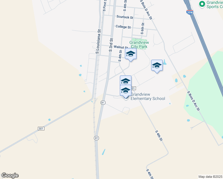 map of restaurants, bars, coffee shops, grocery stores, and more near 901 South 3rd Street in Grandview