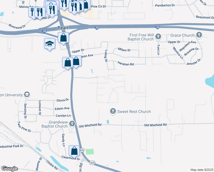 map of restaurants, bars, coffee shops, grocery stores, and more near 110 River Pointe Place in Pearl