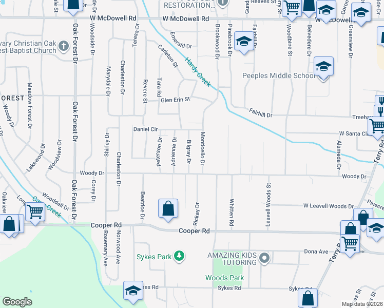 map of restaurants, bars, coffee shops, grocery stores, and more near 3152 Bilgray Drive in Jackson