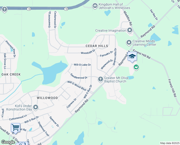 map of restaurants, bars, coffee shops, grocery stores, and more near 4033 Will O Run Drive in Jackson