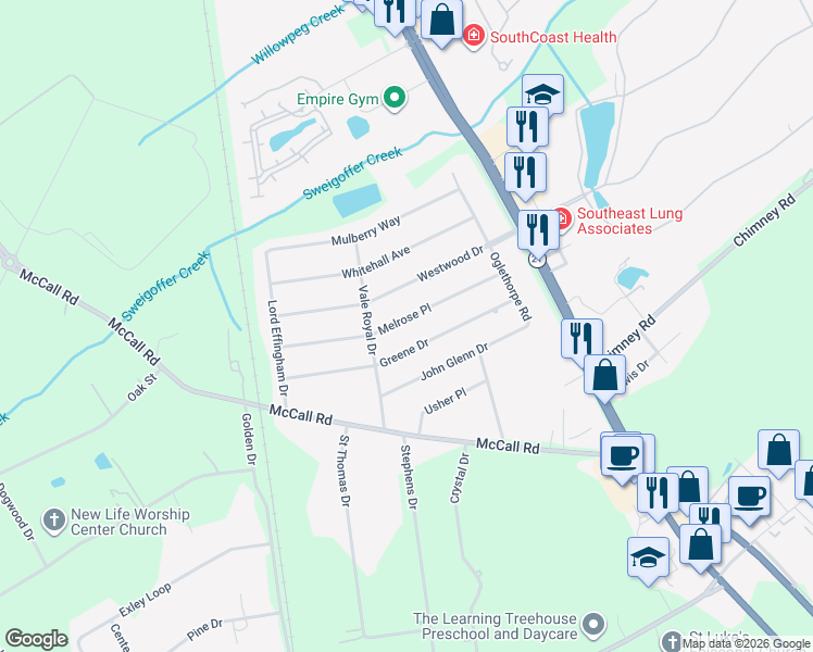 map of restaurants, bars, coffee shops, grocery stores, and more near 131 Melrose Place in Rincon
