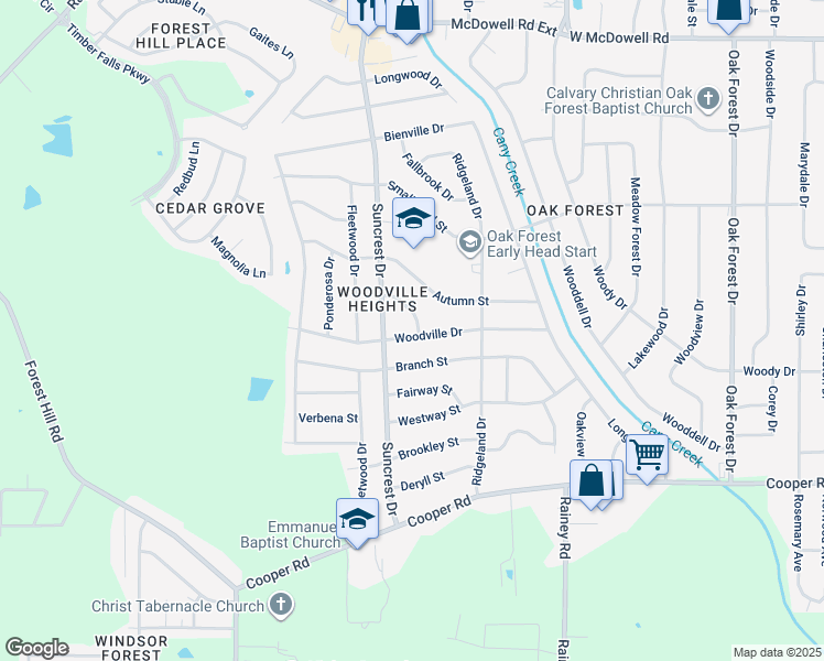 map of restaurants, bars, coffee shops, grocery stores, and more near 3133 Woodville Circle in Jackson