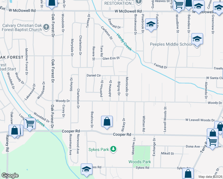 map of restaurants, bars, coffee shops, grocery stores, and more near 3154 Adrienne Drive in Jackson