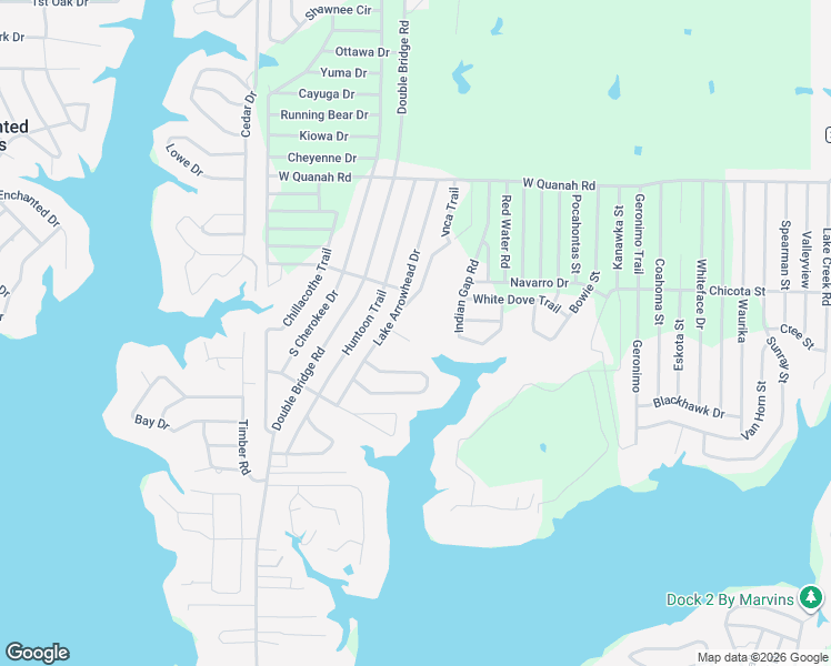 map of restaurants, bars, coffee shops, grocery stores, and more near 7108 Apache Circle in Gun Barrel City