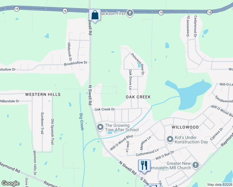 map of restaurants, bars, coffee shops, grocery stores, and more near 5000 Quail Ridge Drive in Jackson