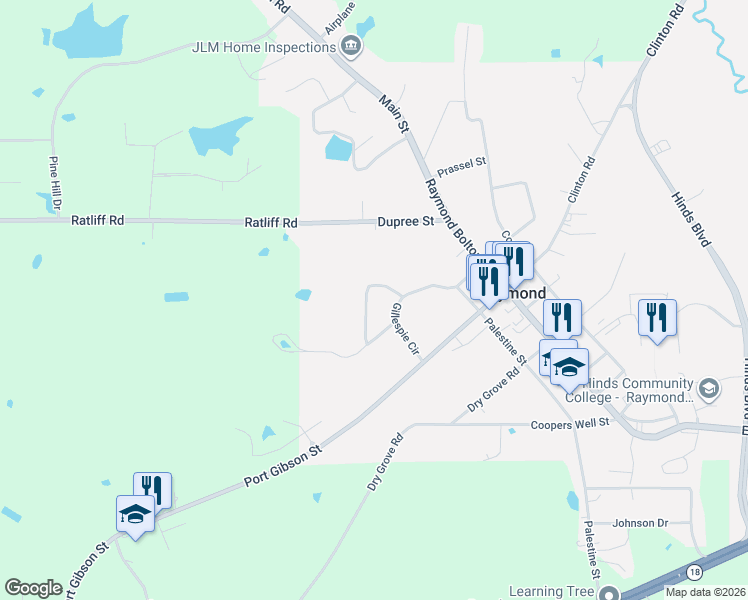 map of restaurants, bars, coffee shops, grocery stores, and more near 151 Norwood Circle in Raymond