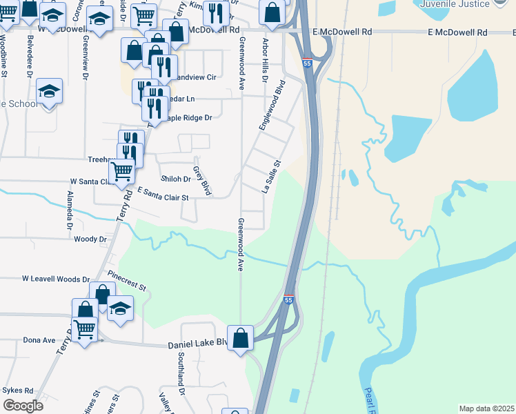 map of restaurants, bars, coffee shops, grocery stores, and more near 440 Senneth Street in Jackson
