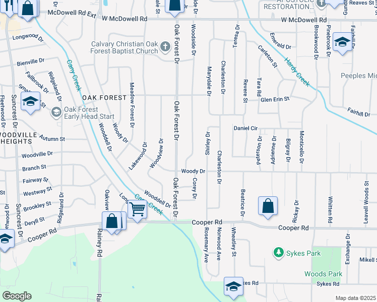 map of restaurants, bars, coffee shops, grocery stores, and more near 3145 Woodside Drive in Jackson