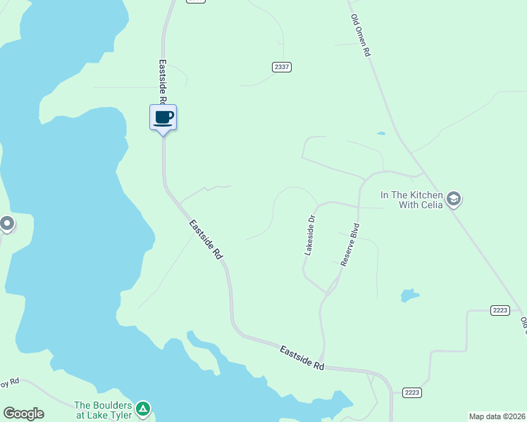 map of restaurants, bars, coffee shops, grocery stores, and more near 14619 Reserve Court in Tyler