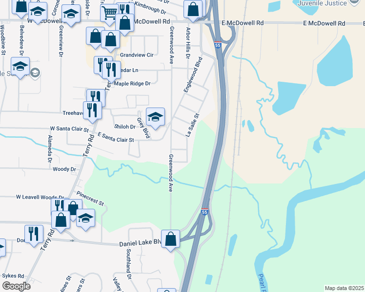map of restaurants, bars, coffee shops, grocery stores, and more near 440 Senneth Street in Jackson