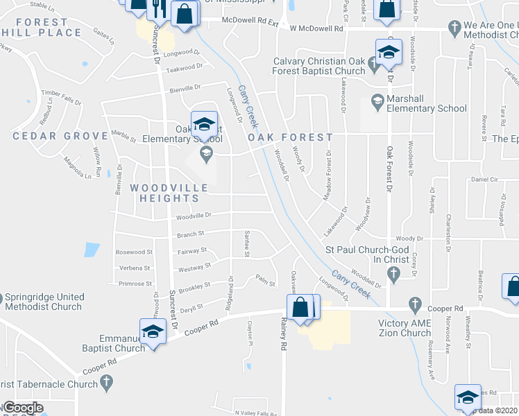 map of restaurants, bars, coffee shops, grocery stores, and more near 914 Woodville Drive in Jackson