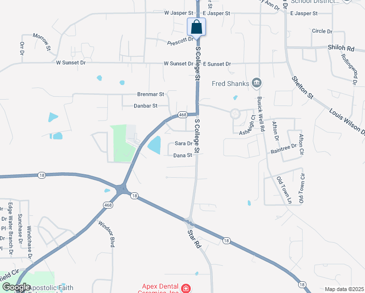 map of restaurants, bars, coffee shops, grocery stores, and more near 107 Sara Drive in Brandon