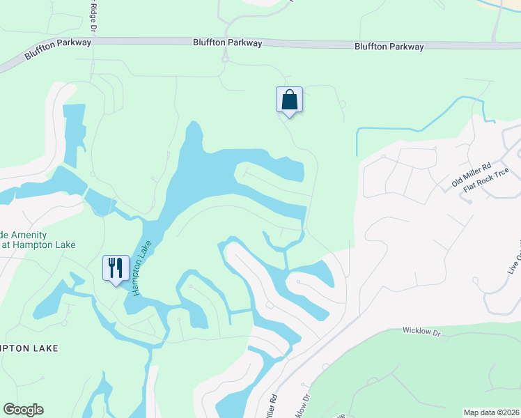 map of restaurants, bars, coffee shops, grocery stores, and more near 22 Fish Dancer Court in Bluffton
