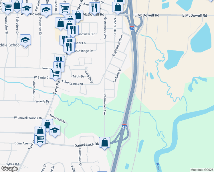 map of restaurants, bars, coffee shops, grocery stores, and more near 3041 Greenwood Avenue in Jackson