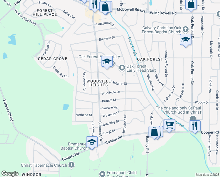 map of restaurants, bars, coffee shops, grocery stores, and more near 3133 Woodville Circle in Jackson