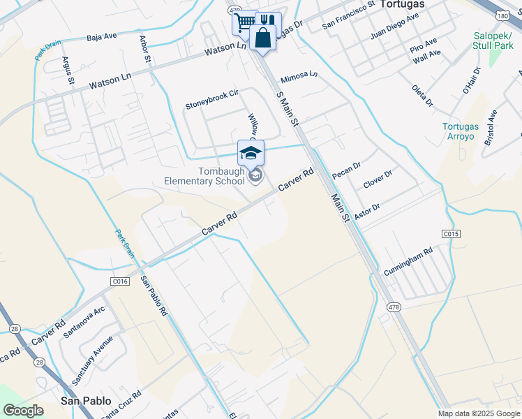 map of restaurants, bars, coffee shops, grocery stores, and more near 303 Carver Road in Las Cruces