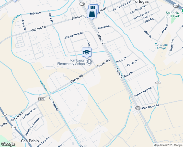 map of restaurants, bars, coffee shops, grocery stores, and more near 303 Carver Road in Las Cruces