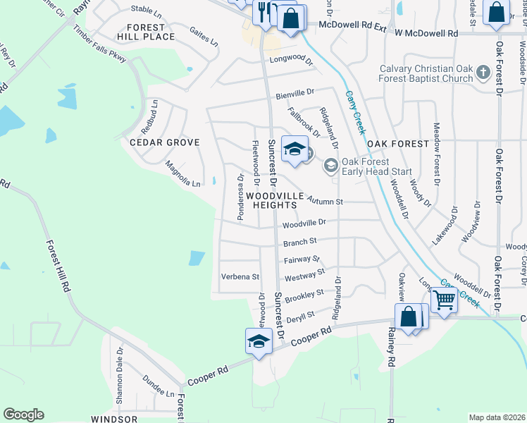 map of restaurants, bars, coffee shops, grocery stores, and more near 3152 Fleetwood Drive in Jackson