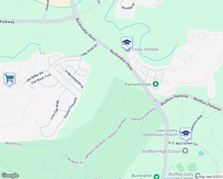 map of restaurants, bars, coffee shops, grocery stores, and more near 40 Shelburne Street in Bluffton