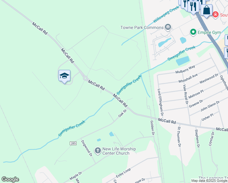 map of restaurants, bars, coffee shops, grocery stores, and more near 4903 McCall Road in Rincon