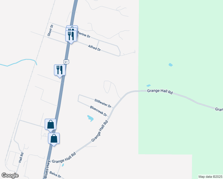 map of restaurants, bars, coffee shops, grocery stores, and more near 228 Commons Circle in Vicksburg