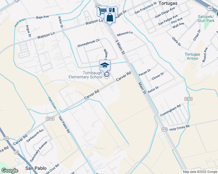 map of restaurants, bars, coffee shops, grocery stores, and more near 303 Carver Road in Las Cruces