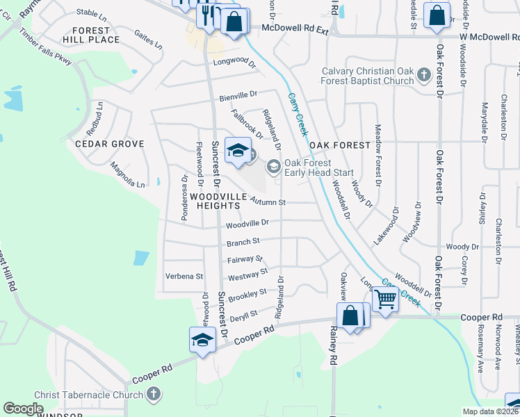 map of restaurants, bars, coffee shops, grocery stores, and more near 1026 Woodville Drive in Jackson