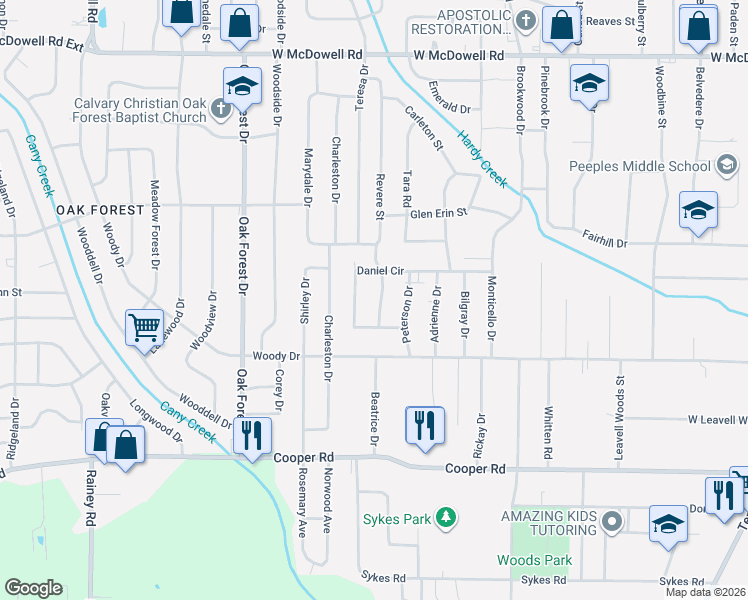 map of restaurants, bars, coffee shops, grocery stores, and more near 3151 Revere Street in Jackson